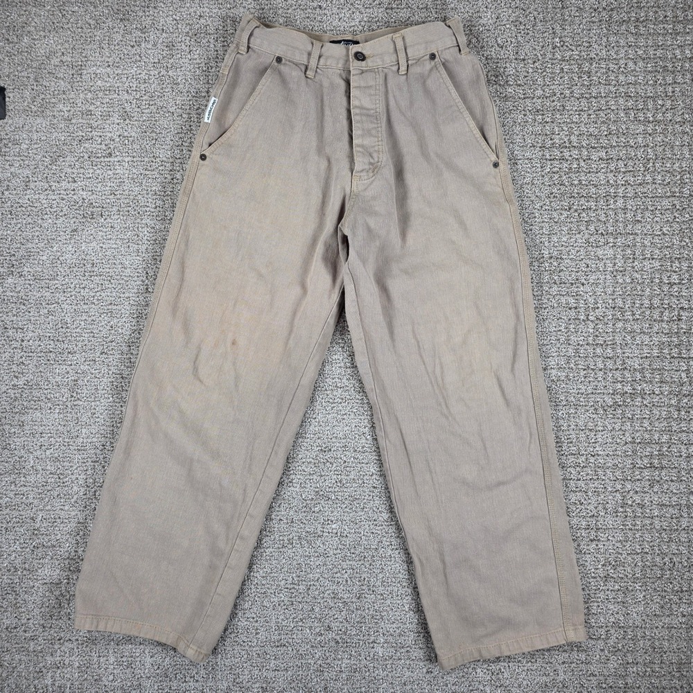Vintage Stussy King Size Work Pants Mens Medium Tan Canvas USA Made Streetwear